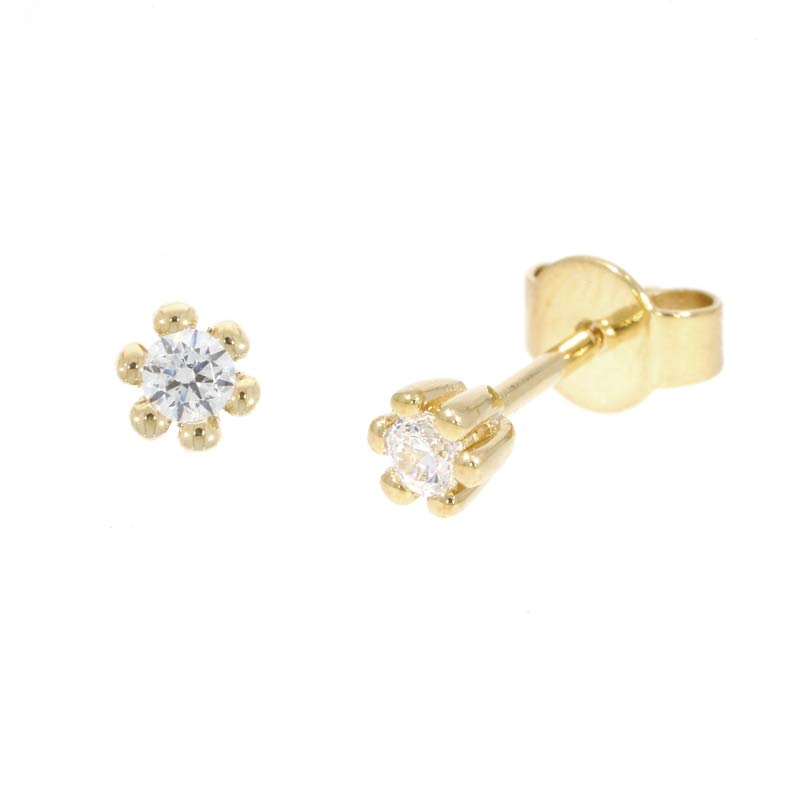 019100-5124-001 | Ohrstecker Rave 019100 585 Gelbgold<br> Brillant 0,100 ct H-SI ∅ 2.4mm<br>100% Made in Germany  