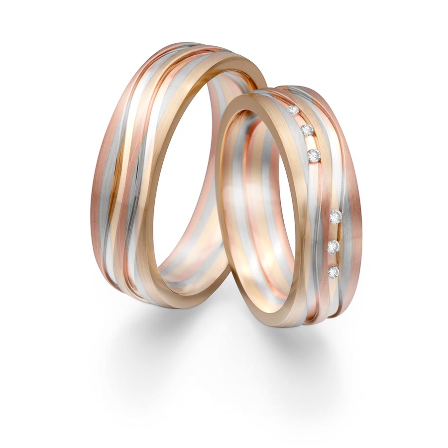 Trauringe 585 Gelbgold, Weißgold+Pd+Pd, Rotgold 514736-60