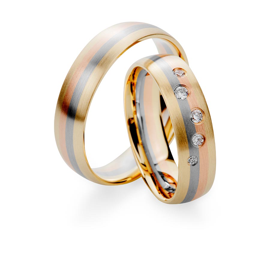 Trauringe 585 Gelbgold, Weißgold+Pd+Pd, Rotgold 514755-55